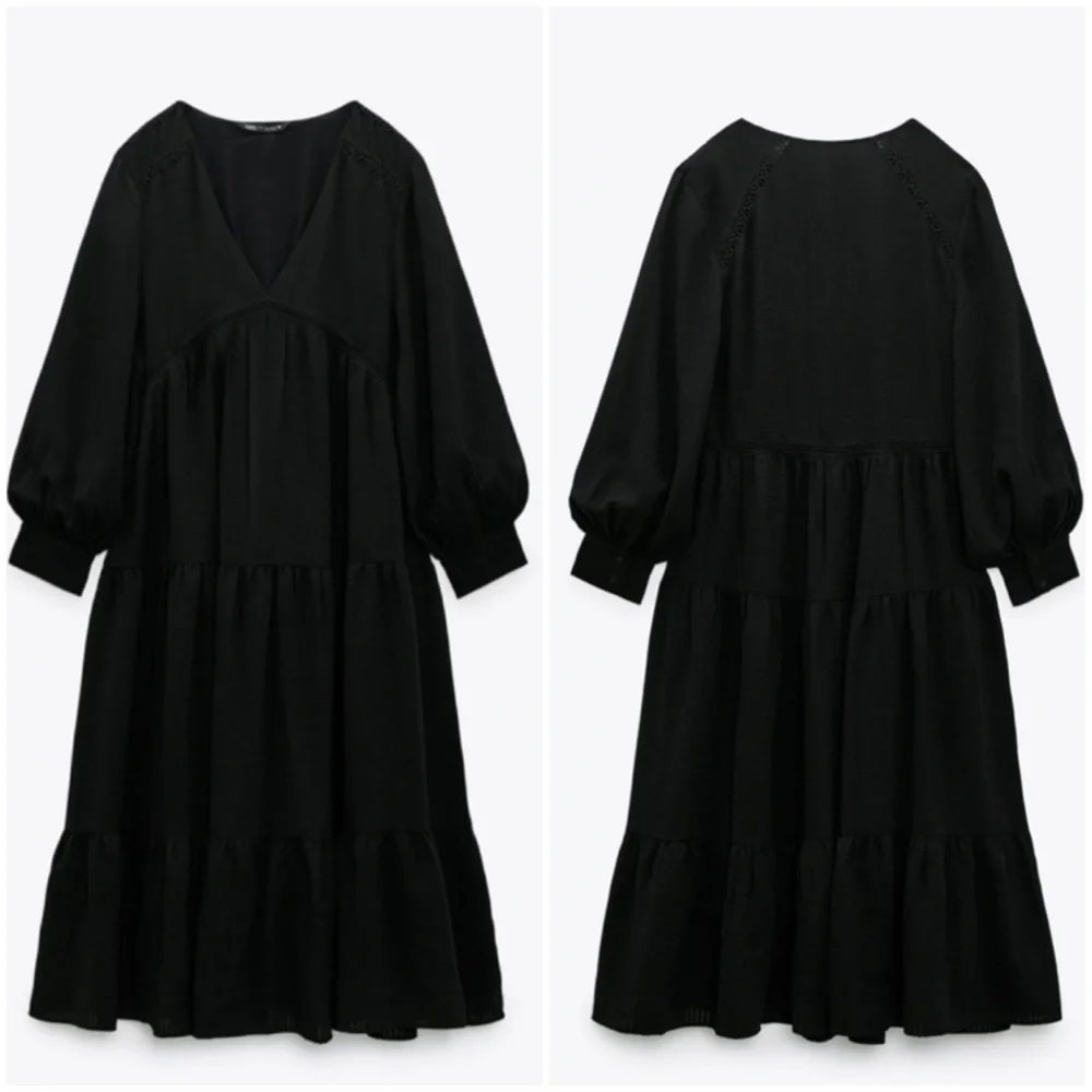 NWT Zara Boho Midi Tiered Dress - Picture 3 of 6